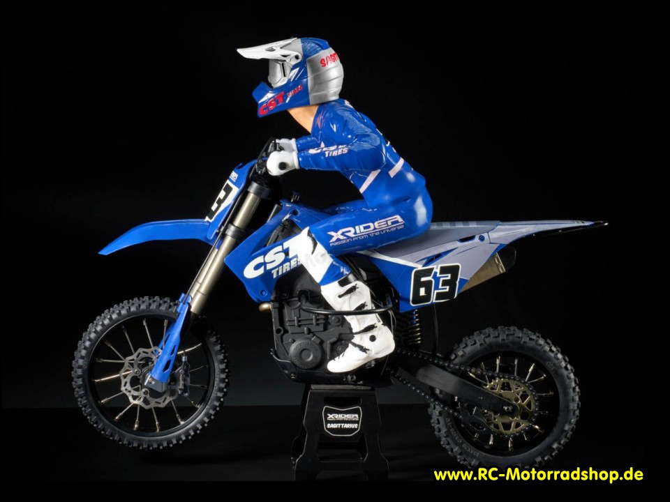 SAG-KIT: X-Rider 1:4 Cross-Motorrad SAGITTARIUS KIT blau / rot mit elektr. Gyro (ohne RC Komponenten) SAG-KIT